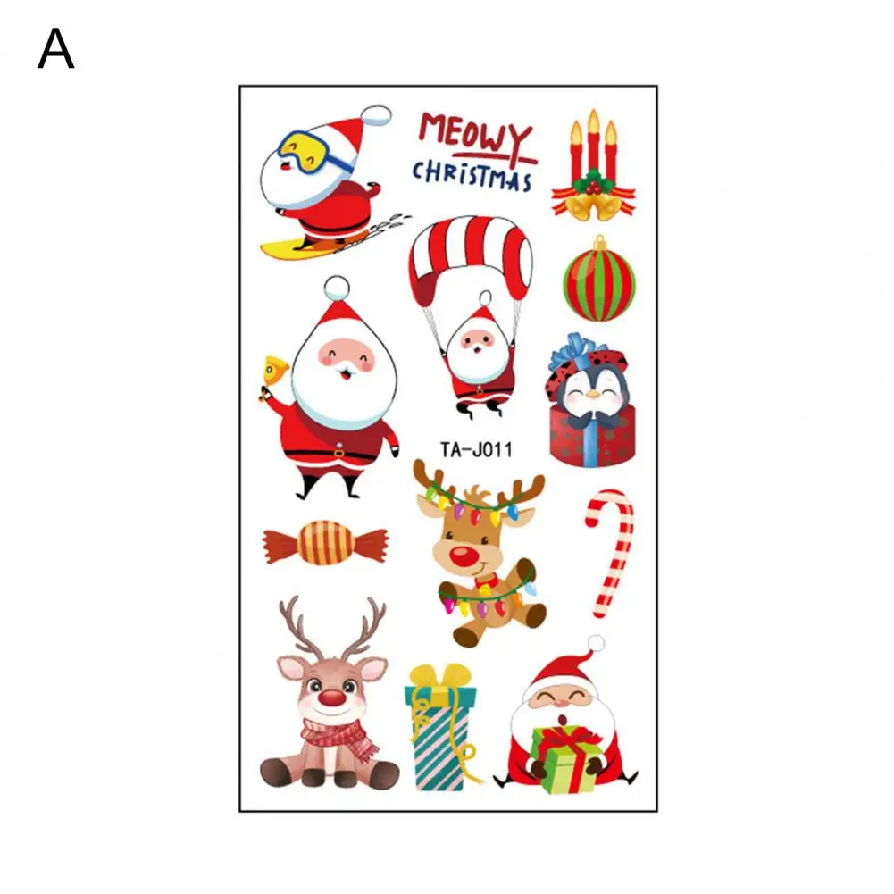 Temporary Tattoos Christmas Temporary Tattoo Stickers Santa Claus Elk Snowman Xmas Party Favors Kids Body Decorations 10 Sheets