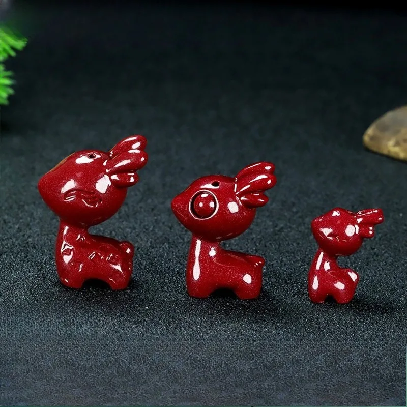 

Новый натуральный необработанный минеральный кулон с оленем из киновари, изысканные и маленькие модные украшения