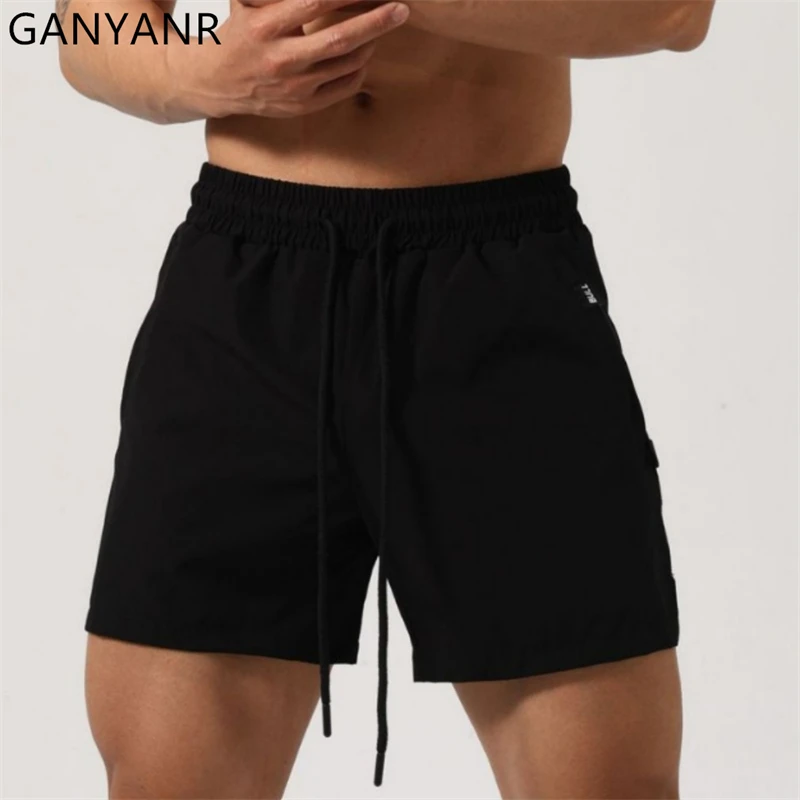 GANYANR Running Shorts Men Gym Leggings Crossfit Training Fitness Clothing Sportswear Summer Sports Basketball Athletic Football