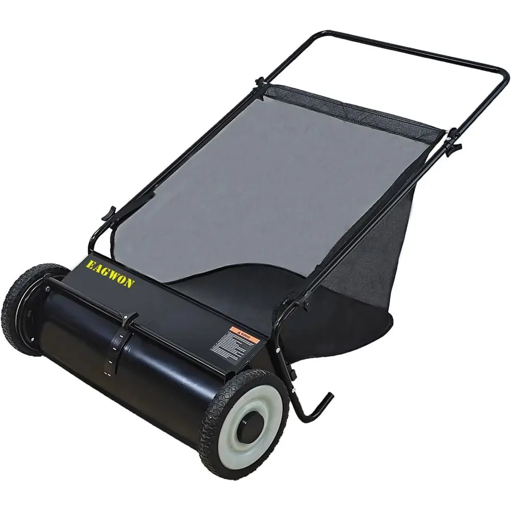 

26 Wide Lawn Sweeper with 7 Cubic Ft. Hopper, 4 Rotating Brushes, Adjustable Height, Steel Frame & Rubber Tires, Perfect for Lea