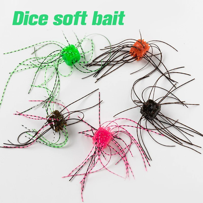 6pcs Soft Fishing Lure Dice Rubber Power Secret Handmade Diy Set Bass Bait Silicone Skirts High Density Accessories Tackle