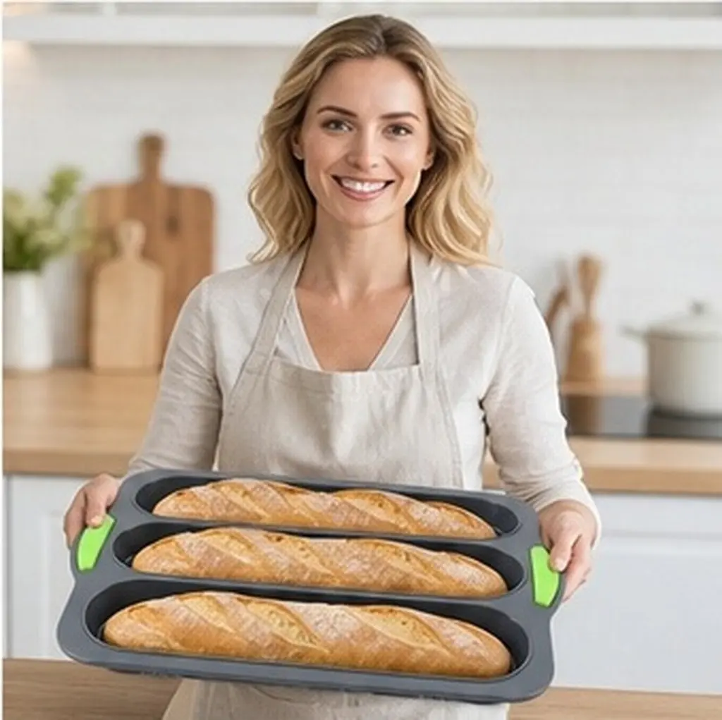 Silicone Bread Loaf Pan for Baking French Bread Hot Dogs Whole Nonstick Flexible Baking Pan Professional Looking