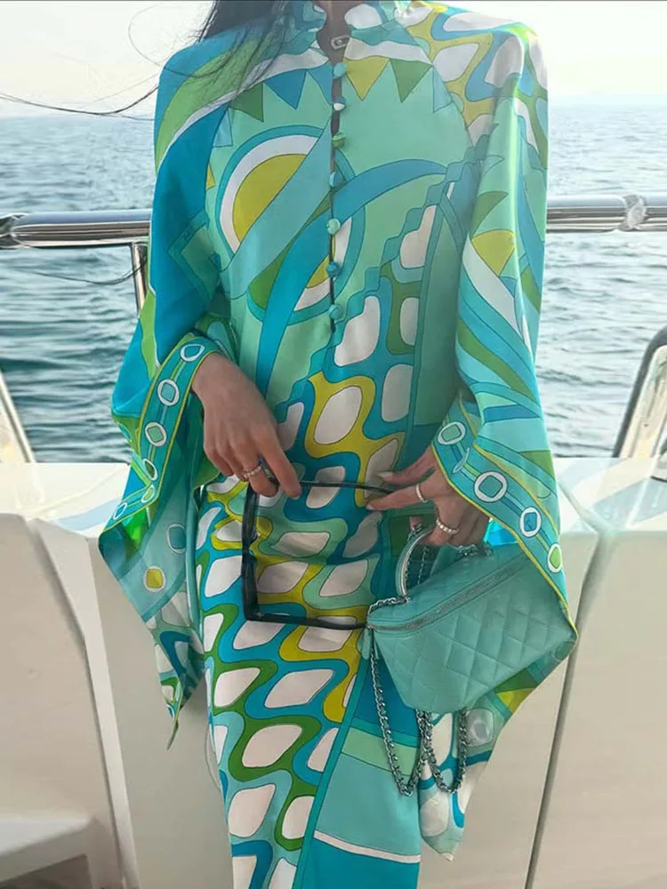 女性エレガントなホルター V ネックパーティードレスカジュアル印刷レディースマキシドレス夏ノースリーブルーズフィットセクシーな背中の開いた Vestidos