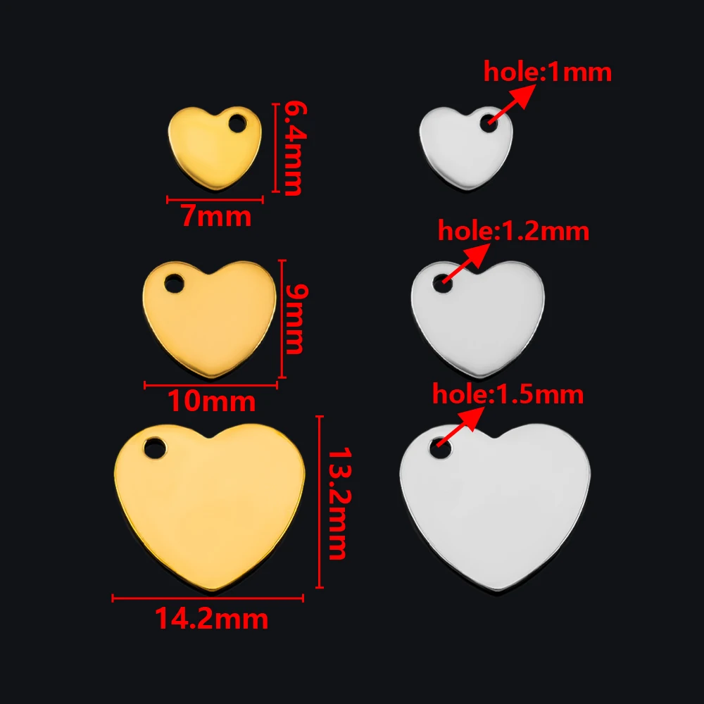 50 Pieces Stainless Steel Love Single Hole Pendant For DIY Necklace Earrings Jewelry Making Pet Tag Pendant Making image 6