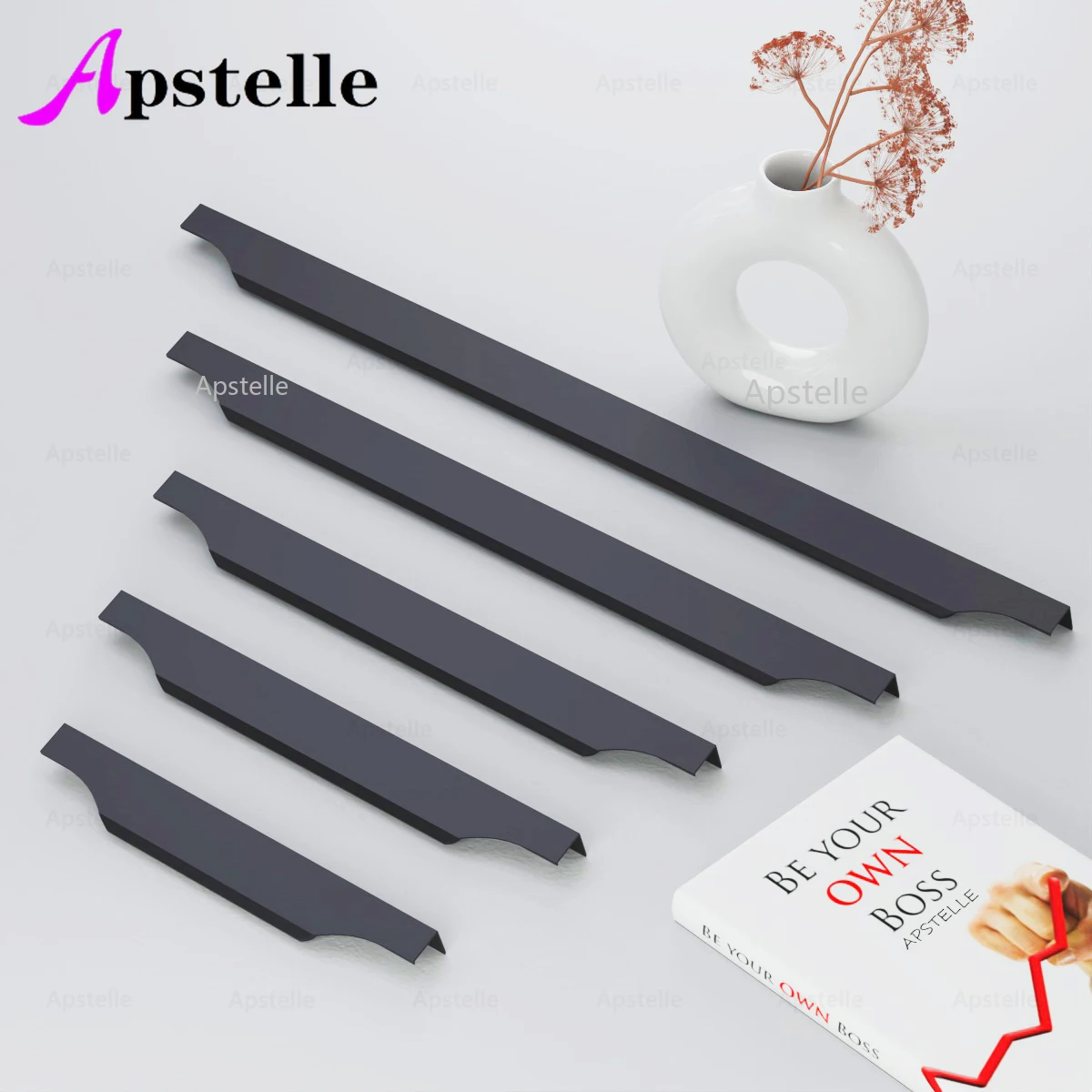 APSTELLE Golden Wardrobe Drawer Extended Furniture Decoration Handle Black Punching Free Embedded Cabinet Mobile Door Handle