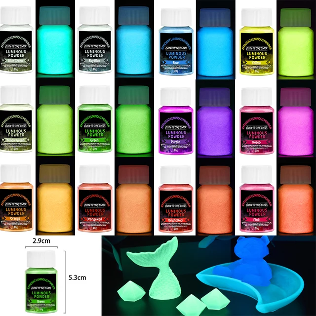 20g długotrwały jasny świecący proszek farba żywica epoksydowa Pigment świecący w ciemności fluorescencyjny proszek DIY wypełniacz do wyrobu biżuterii