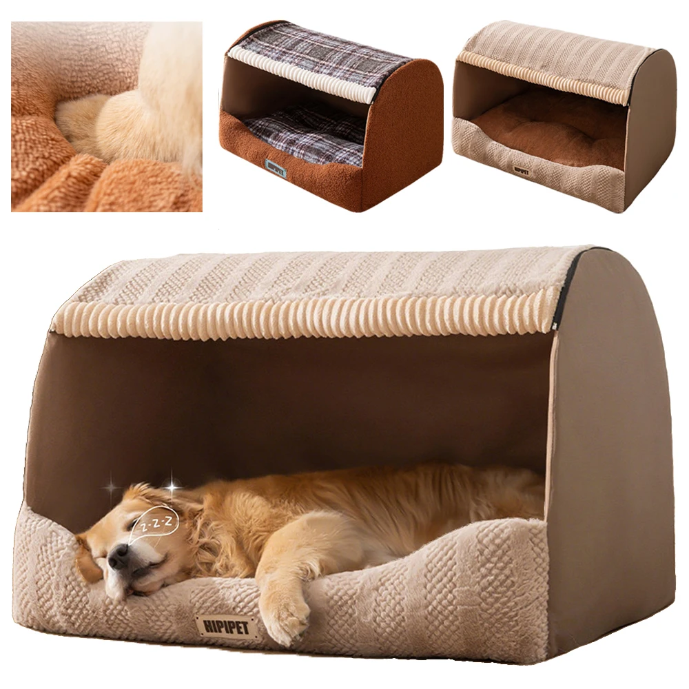 

Warm Winter LargeCapacity Pet House Cozy Cartoon Pattern Dog Bed Cat House with Removable Washable Cover Dog Accessories Pet Bed