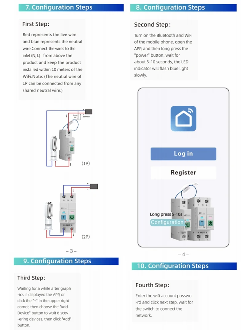 DIY GO TUYA 2P Leistungsschalter WIFI Smart Switch 1-63A Energiezähler Spannungs- und Stromüberwachung Leckageschutz Relais-Abschaltung L+N – Detail 14