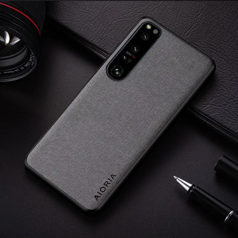 Case For Sony Xperia 1 VII 10 VI 5 V IV III II coque simple design lightweight durable solid color textile leather cover