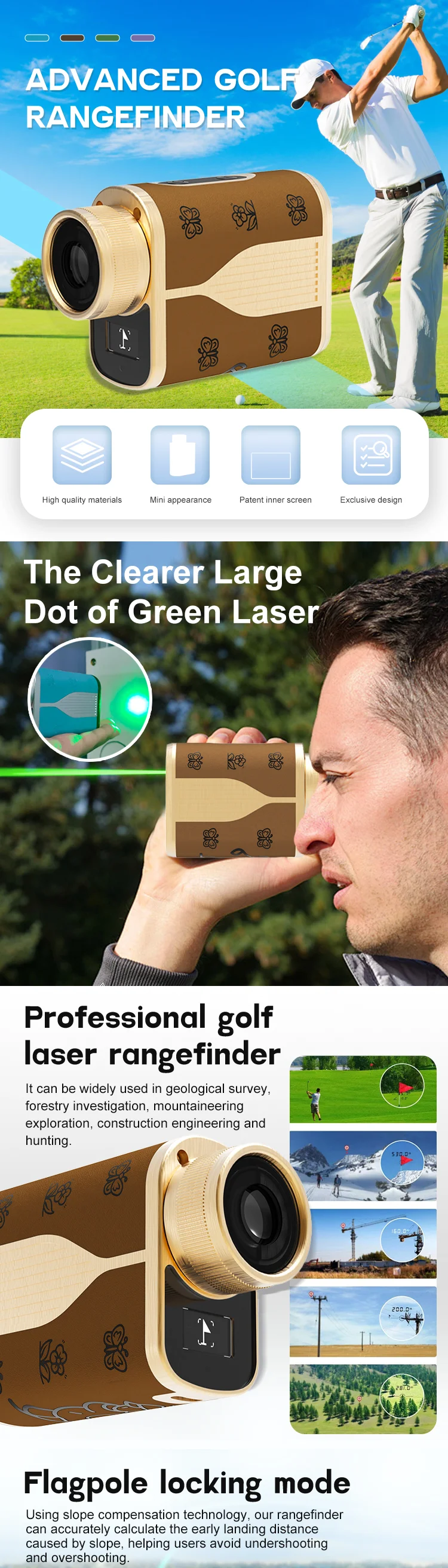 Custom Bluetooth Laser Range Finder Day Time Durable Case Factory Direct Mini Golf Range Finder With Battery Charger