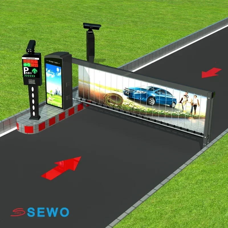 SEWO Automatic Advertising Traffic Boom Barrier Gate For Shopping Mall Parking Lot Management System