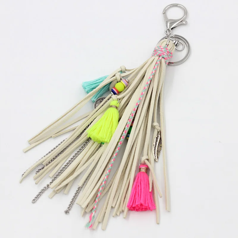 Boho Handgefertigter Schlüsselanhänger Taschenanhänger Damenschmuck Mehrschichtiger Samtband-Quasten-Muschel-Schlüsselanhänger Auto-Hängezubehör – Detail 8