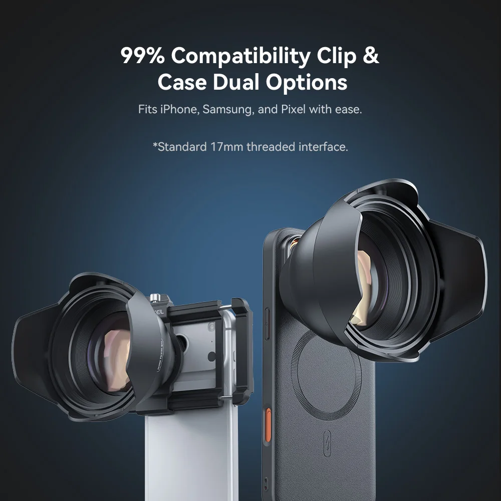 APEXEL 2X Phone Portrait Lens 50mm FocalLength Clip-on Cell Phone Camera Lens with Natural Bokeh Effect for Portrait Photography