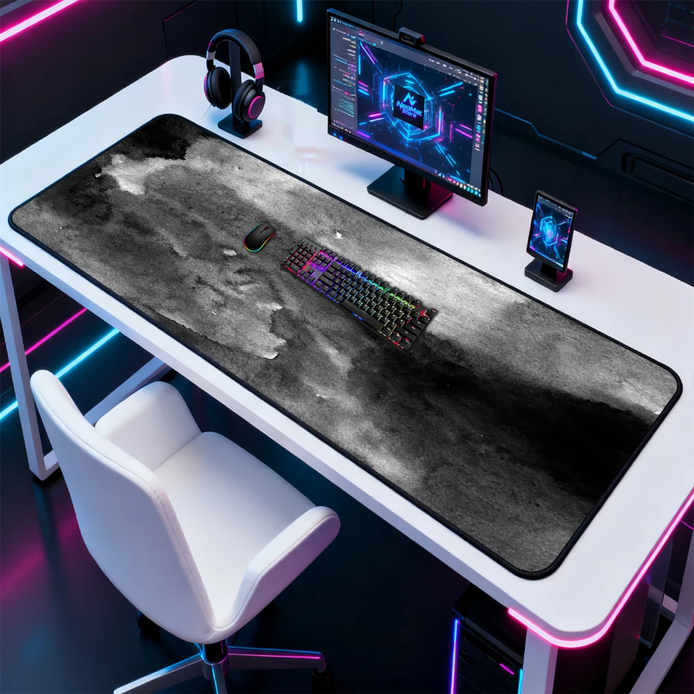 Monochrome Desk Pad Ink Full Mouse Mat 140x60 Abstract Gaming Large Deskmat Mousepad Nonslip Computer Accessories