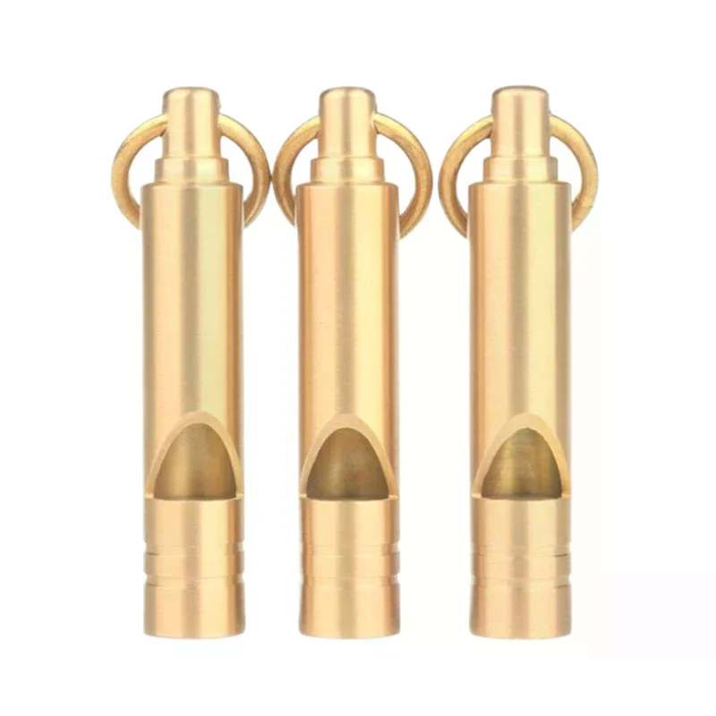 Hiking Brass Emergency Survival Whistle Portable Keychain Outdoor Tools Training Whistle For Camping Multifunctional