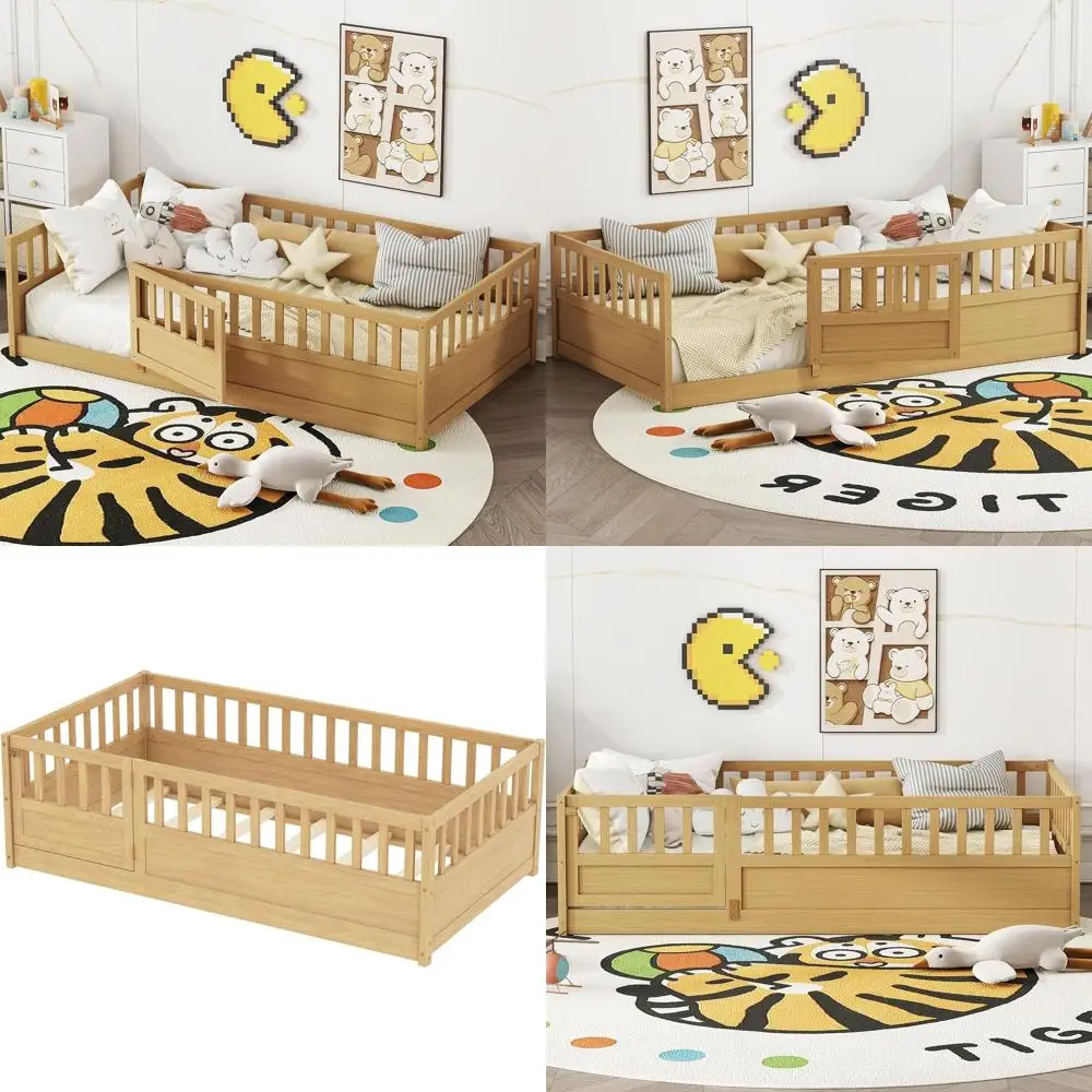 

Высококачественная напольная кровать Montori размера Twin с ламелями, не требующая пружинного блока, простая сборка (натуральный цвет Twin)