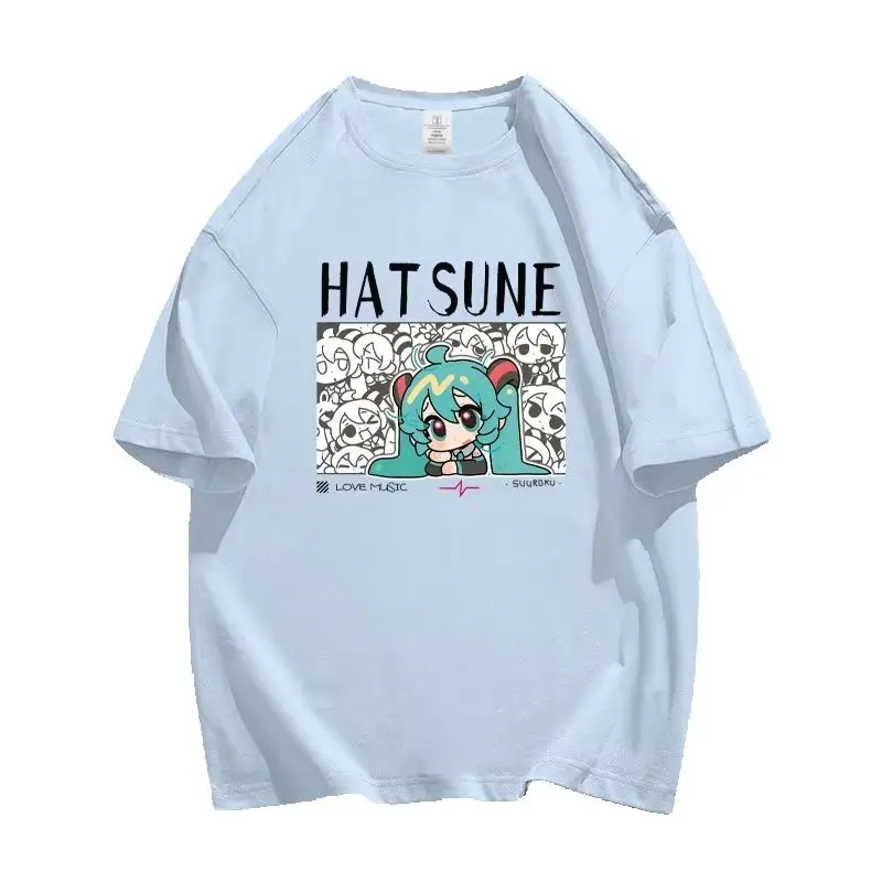 First Tone Co Branded Future MIKU Co Branded Cartoon Printed T-shirt New Men's and Women's Pure Cotton Cos Anime Pain Clothes