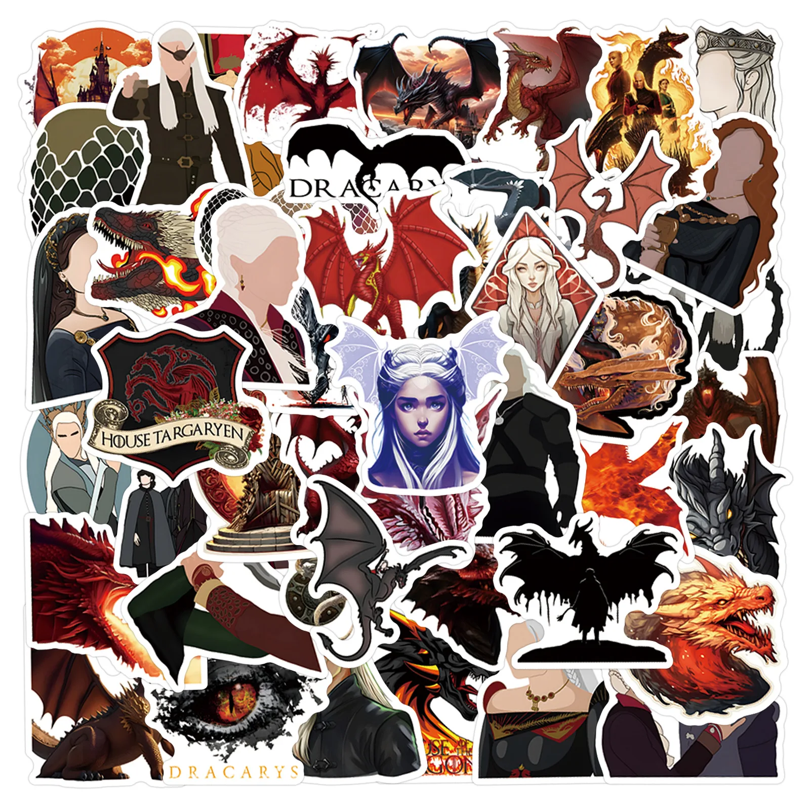 10/55/110PCS Ouse Of The Dragon Stickers Game of Thrones Cartoon Sticker TV Decals Luggage Helmet Phone Guitar Cup Car Bike Toy