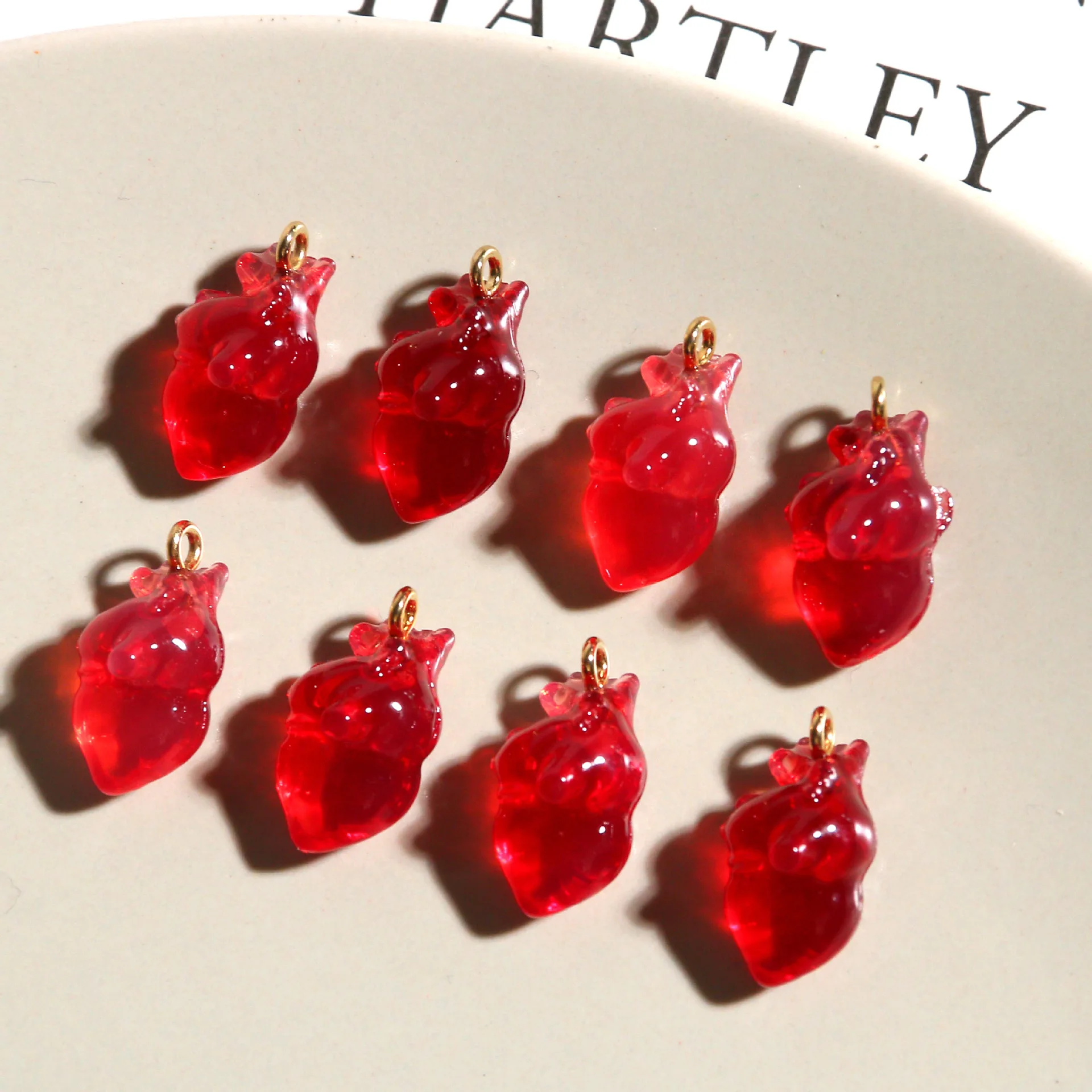 5pcs 3D Creative red heart-col - Resin Art Keychain ulasan dan harga