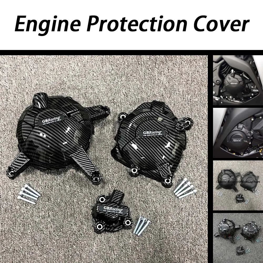 Motorcycles Engine Cover Protection Case For YAMAHA R3 2015 - 2022 & MT-03 2016 -2022 Engine Covers Carbon Fiber Printing