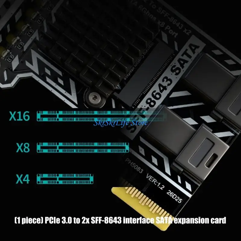 E65E Desktop PCIe3.0 Storage Adapter Card with 2 SFF-8643 Port for Internal SATAs Expansion and Workstations Drive Builds