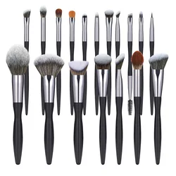 7Sets Black Makeup Brushes Private Label Powder Foundation Blush Eyeshadow Make Up Brush Set Natural Hair brochas Wholesale