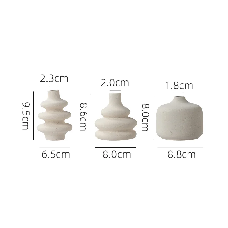 Matte Ceramic Vase Irregular Shaped Decor Ornaments, Textured Home Living Room Entrance Tabletop Decor 3-Piece Flower Vase Set