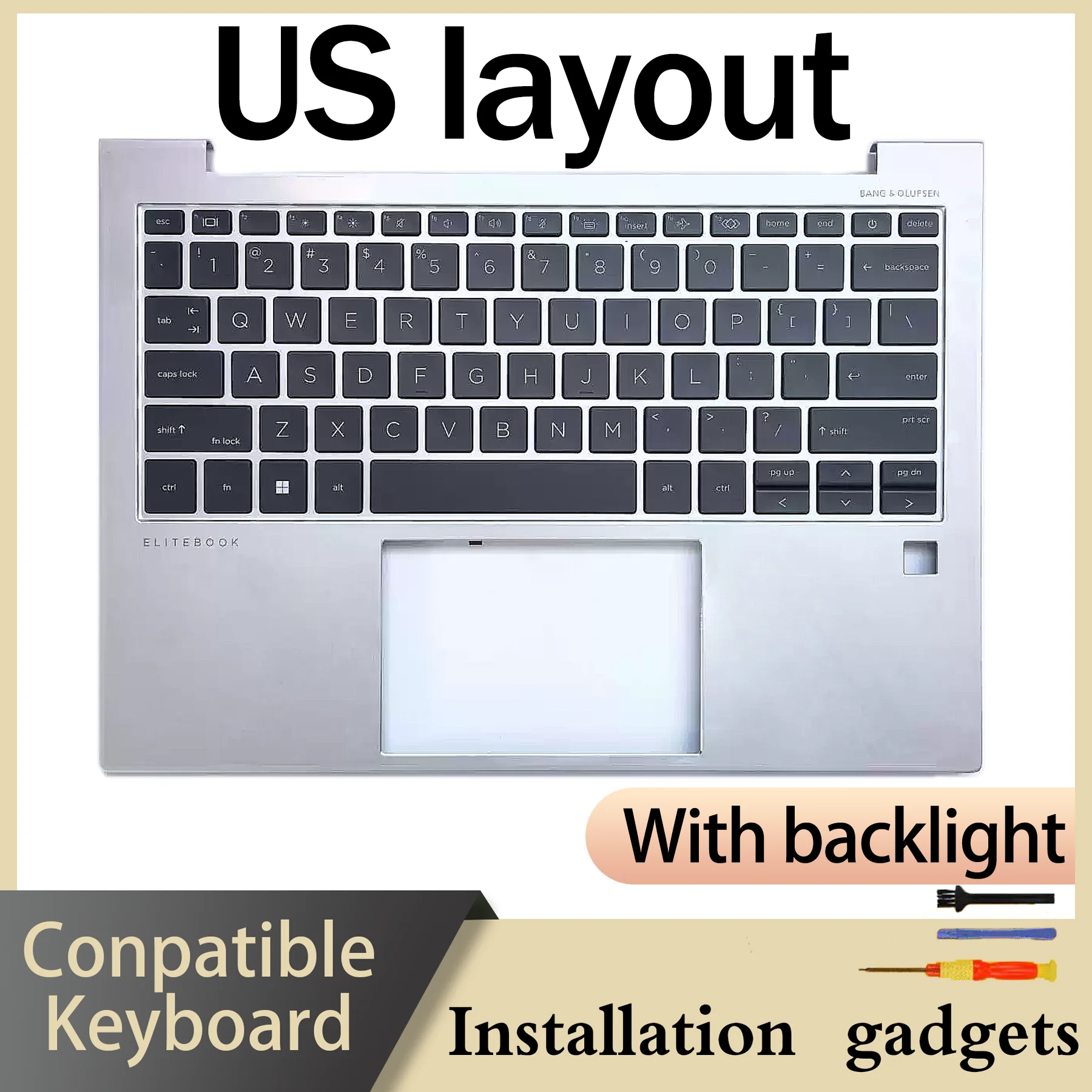Suitable for HP EliteBook 830 G9 835 G9 C-COVER backlit keyboard US