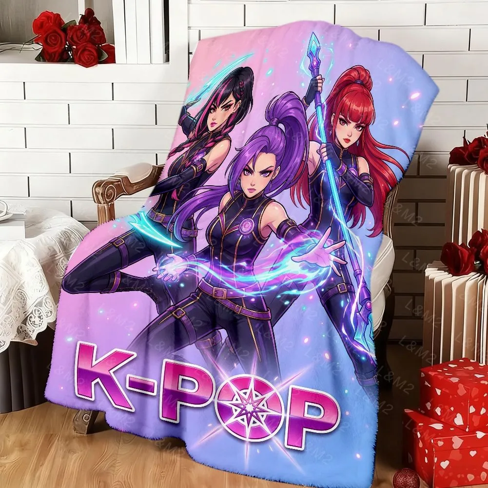 K-Pop Girl Group Printed Flannel Blanket, Soft Warm Throw Blanket for Couch Bed Sofa Decor, Modern Home Decor for All Seasons,