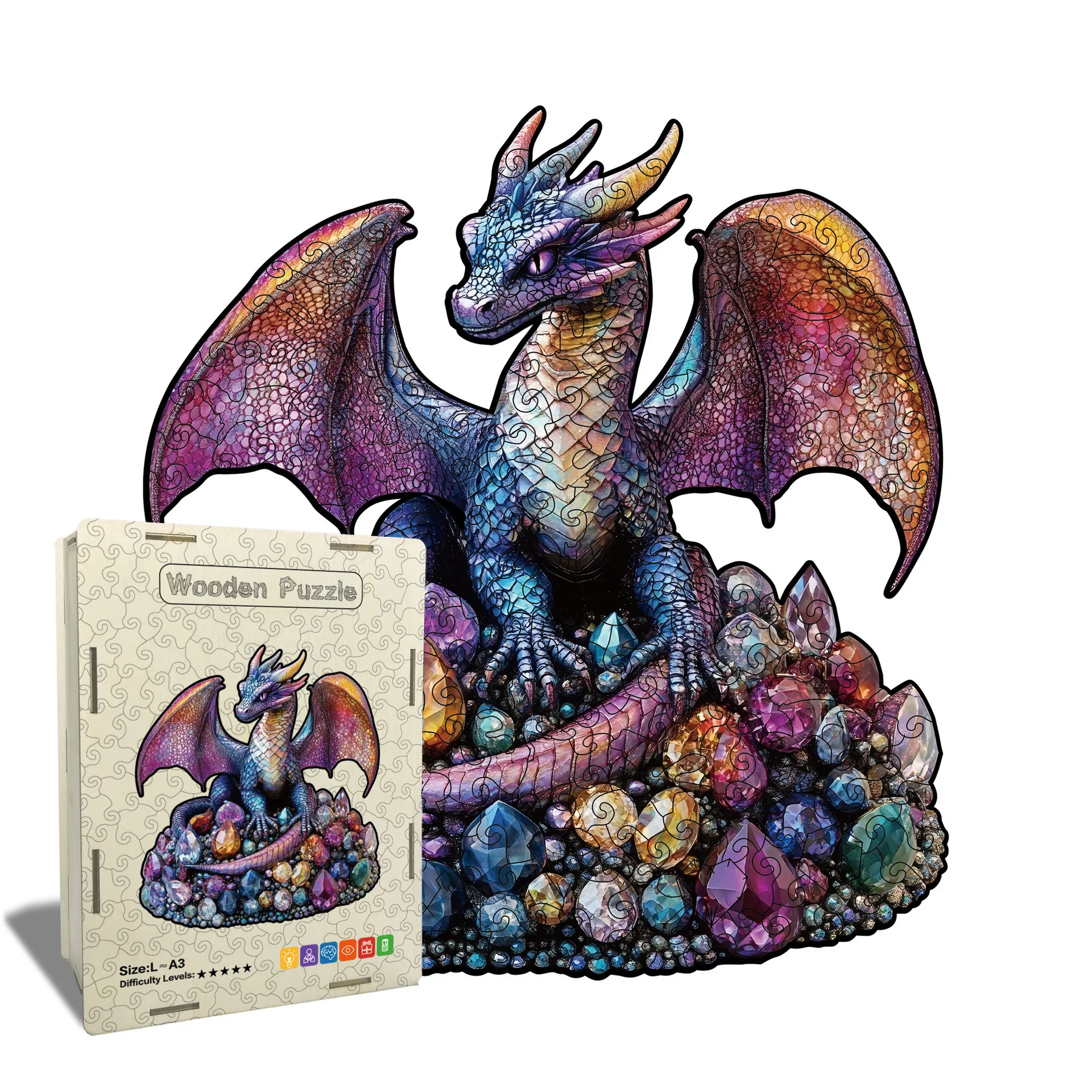 ตัวต่อจิ๊กซอว์รูปมังกร 142/209 ชิ้น ตัวต่อไม้มังกรรูปทรงแปลกตา เกมคลายเครียด ของขวัญวันเกิด ของเล่นเสริมพัฒนาการแสนสนุก