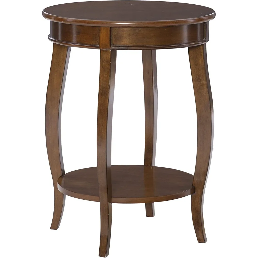

Furniture Hazelnut Round Shelf Table, 18" L x 18" W x 24" H
