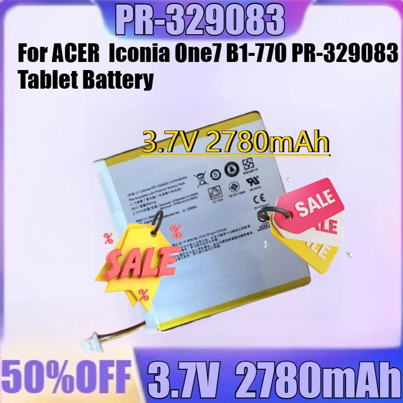ACER Iconia One7 B1-770 PR-329083 태블릿 배터리용 새 PR-329083 3.7V 2780mAh 고품질 배터리