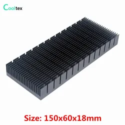 Aluminum Heatsink 150x60x18mm Black Heat Sink Radiator Cooler for LED Chip Electronic heat dissipation Cooling