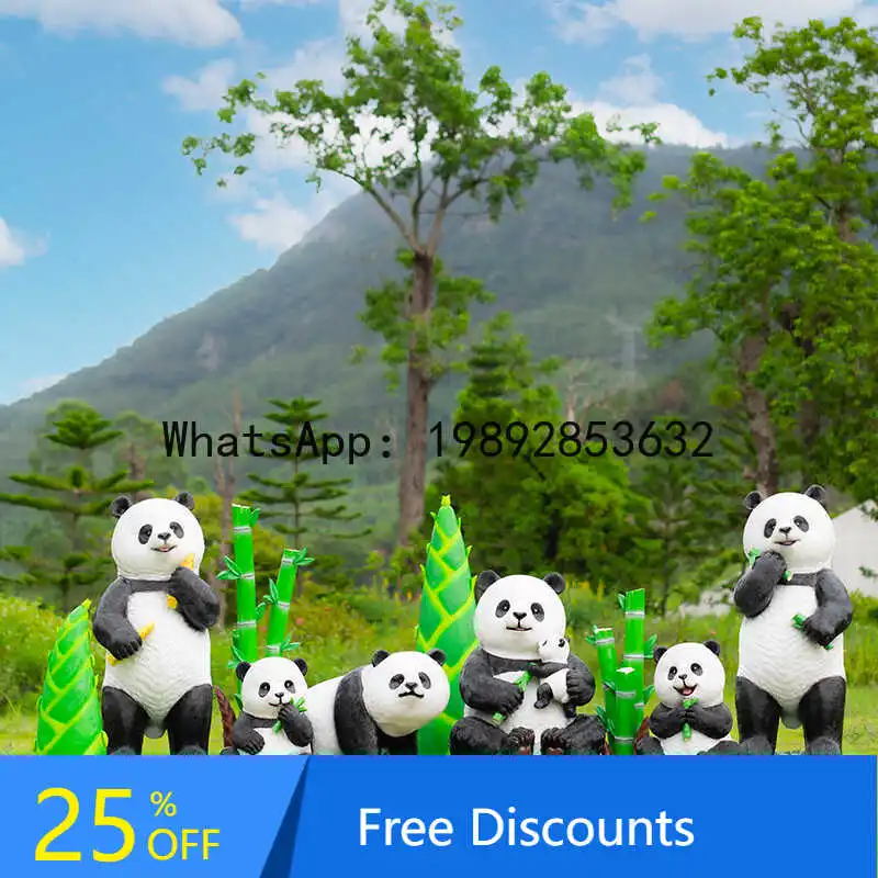 CZ Outdoor Realistic Panda Fiberglass Ornament Courtyard Villa Decoration Garden Landscape Lawn Animal Sculpture