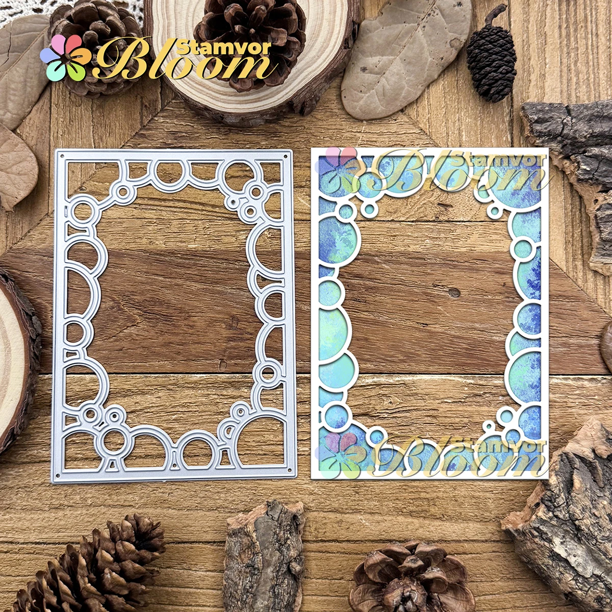 Original Lovely Water Bubbles Square Frame Metall-Stanzformen für Scrapbooking, dekorative Prägung