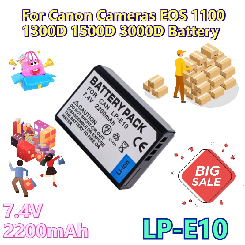 

7.4V 2200mAh LP-E10 Camera Batteries for Canon Cameras EOS 1100 1300D 1500D 3000D Battery