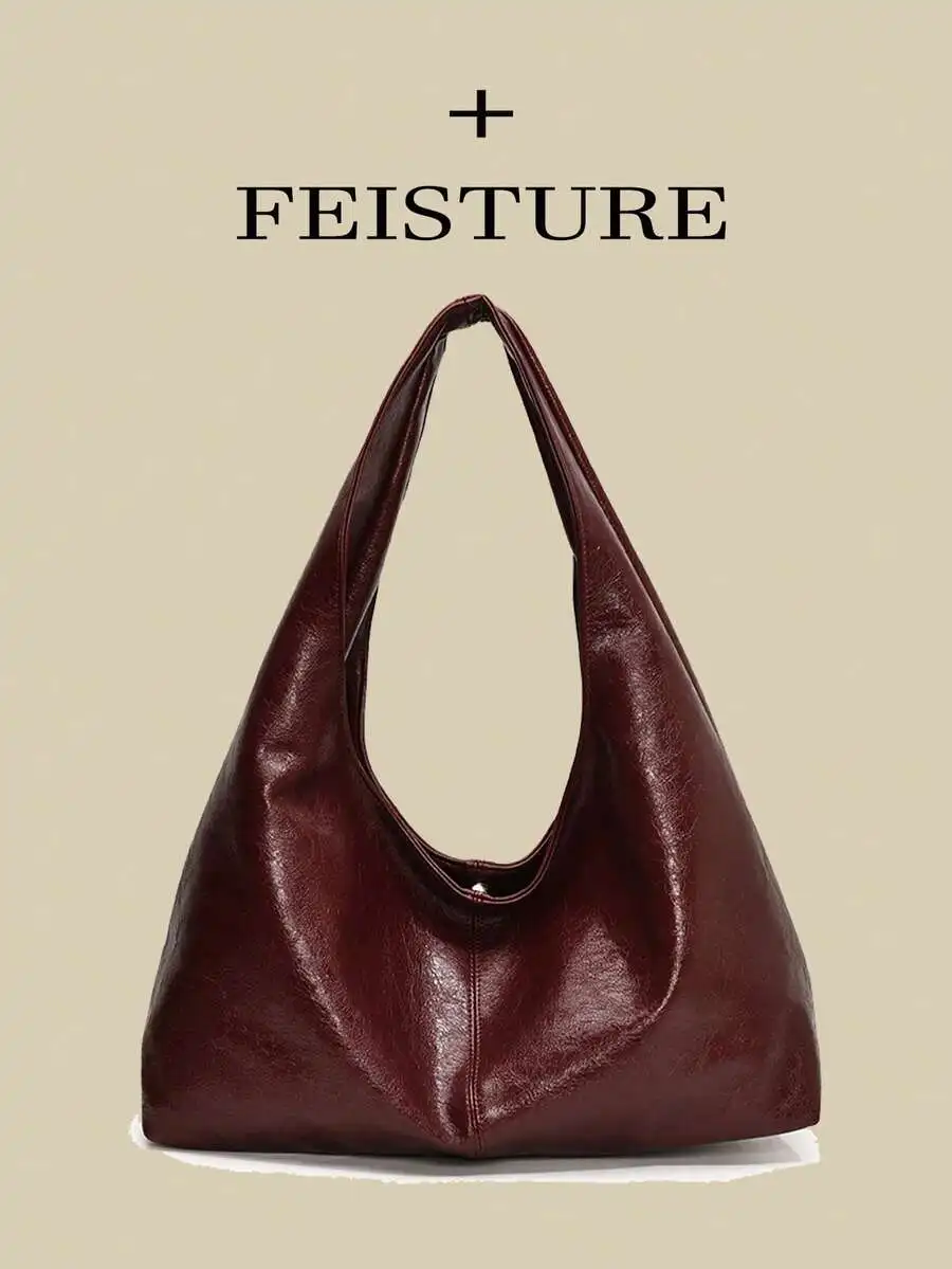 

Большая мягкая кожаная сумка-тоут на плечо с магнитной застежкой