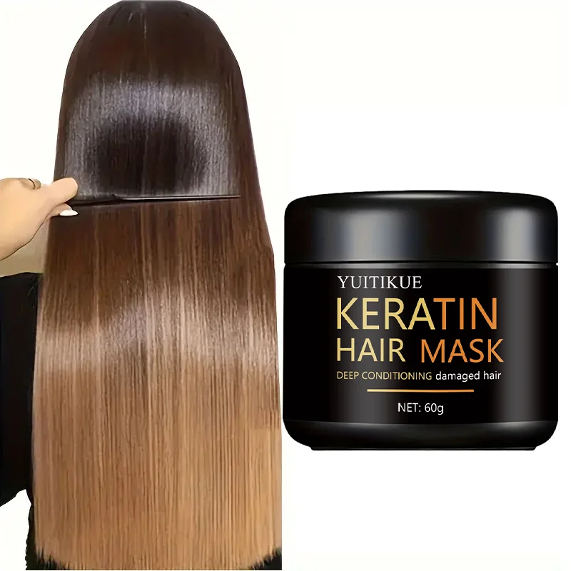Keratin Hair Mask 60g - Deep Conditioning for Damaged Hair, Fast Absorption & Non-Sticky, Smooth & Shiny Results