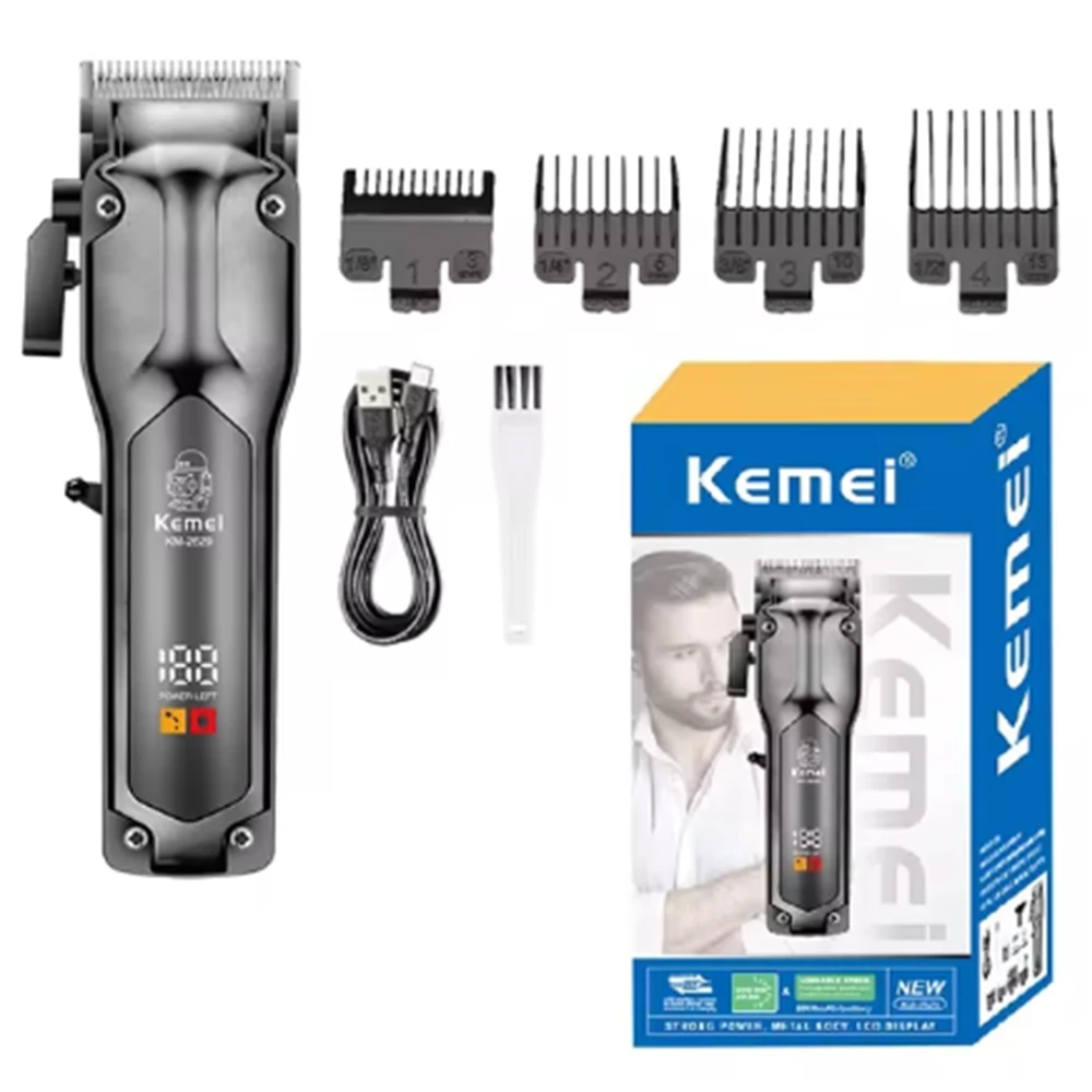 KEMEI 2629 Professional Men's Hair Clippe LCD adjustable men's silent hair cutting shears Electric Finish Cutting Machine