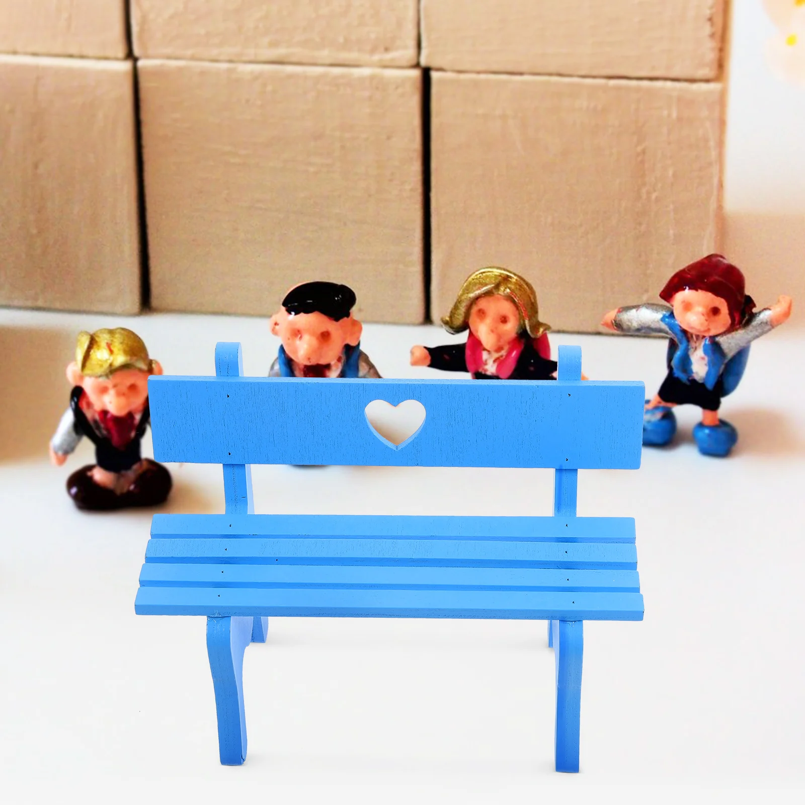 

1Pcs Miniature Park Bench Retro Metal Wood Craft Decoration for Dollhouse Garden Patio Furniture Mini House Bench