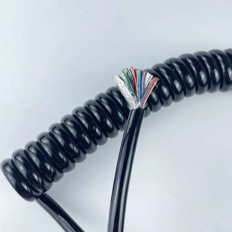 Spring Spiral Shielded Cable15/16/17/19/21/25/26Core Telescopic Wire 26AWG 0.15mm2 Stretchable Wire Shrinkable Shielded Cable