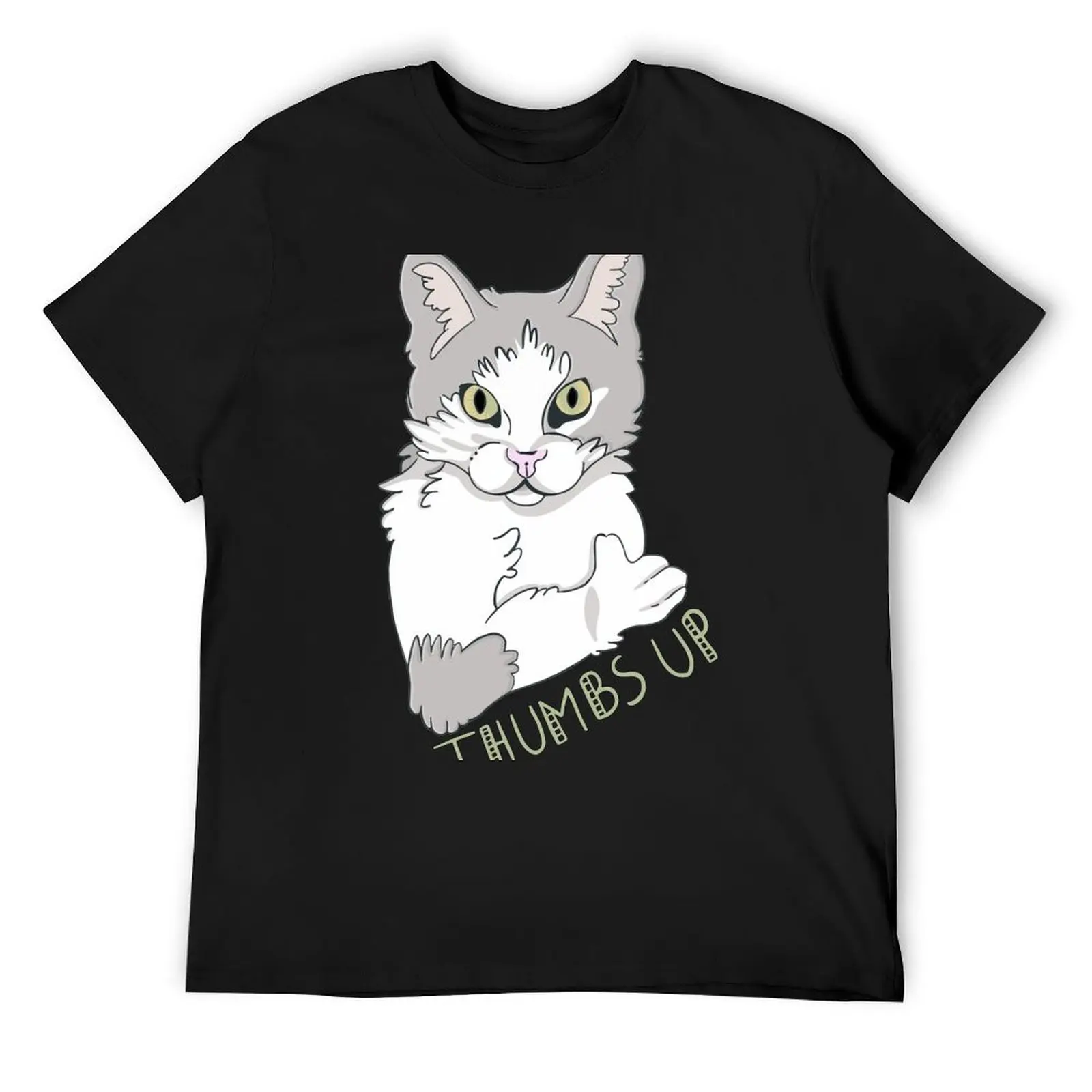 Thumbs Up Cat T-Shirt vintage anime shirt anime tshirt plus size clothes heavyweight t shirts for men