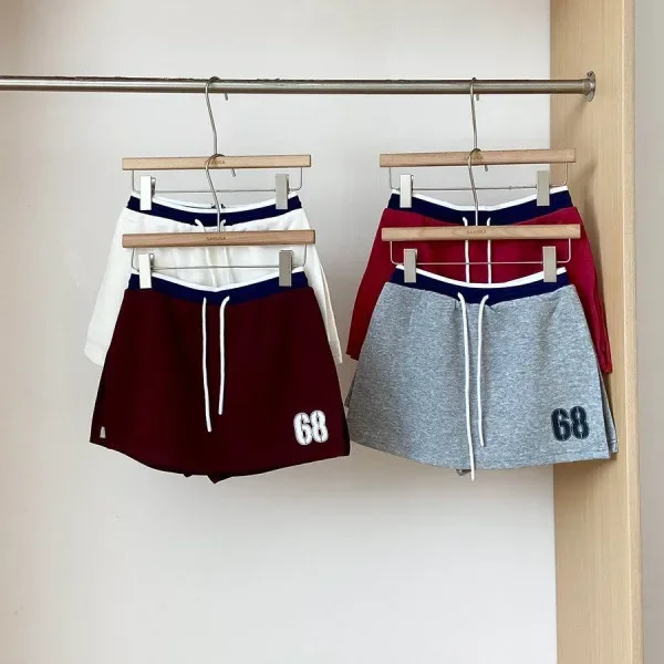 American Vintage Spicy Girl Split A-line Pantskirt Drawstring Contrast Color Bound Skirts Summer Casual High Street Y2k Faldas