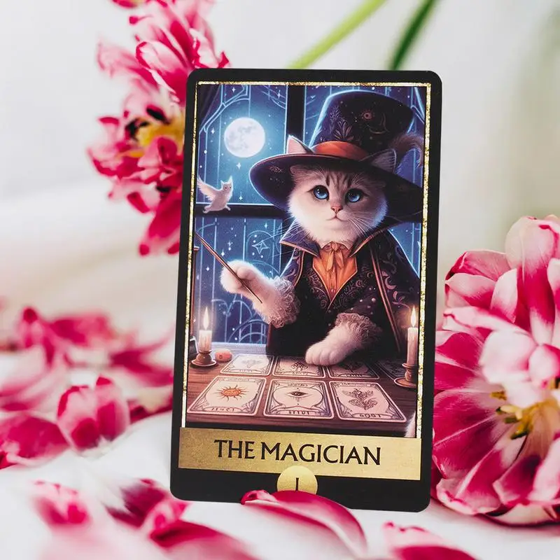 Cat Tarot Games 78pcs English Version Tarot Oracle Deck Clear Printed Wiccan Supplies Tarot Games For Parties Friends Gathering