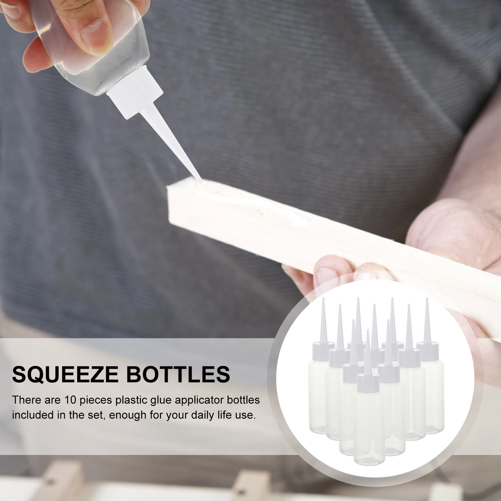 

10pcs Glue Squeeze Refillable Dispensing Applicator for Adhesives Paints Wood Glue Oil Squeeze Bottle