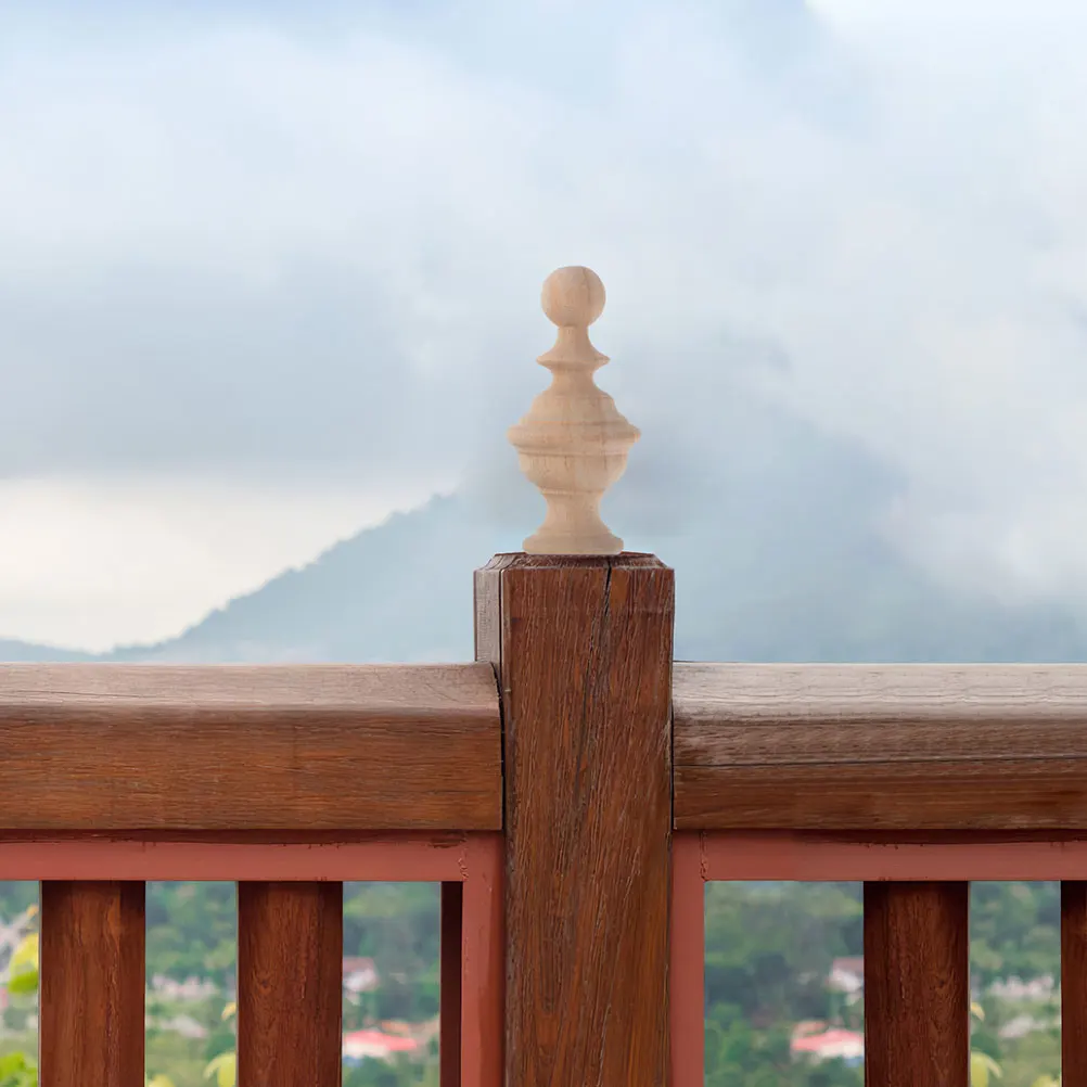 

2pcs Wood Finials 6X10Cm Solid Carved Post Caps For Beds Stairs Handrail Toppers Unfinished Baluster Endcaps Vintage Style
