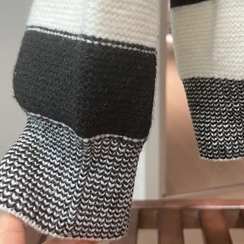 Suéter de Punto Hoado para Mujer, Estilo Casual, a Rayas, Ropa Exterior de Otoño 2025, Suda con Capucha de Moda para Mu...