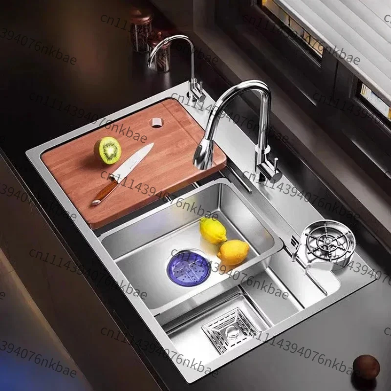 Stainless Steel Single Bowl Workstation Kitchen Sink, Large Deep Drop-in Topmount Wash Basin for Home Kitchen