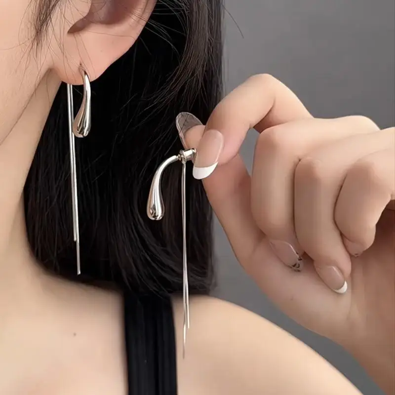 

Fashion Chunky Dome Drop Earrings for Women Vintage Silver Color Long Tassel Earrings Statement Wedding Jewelry Gifts