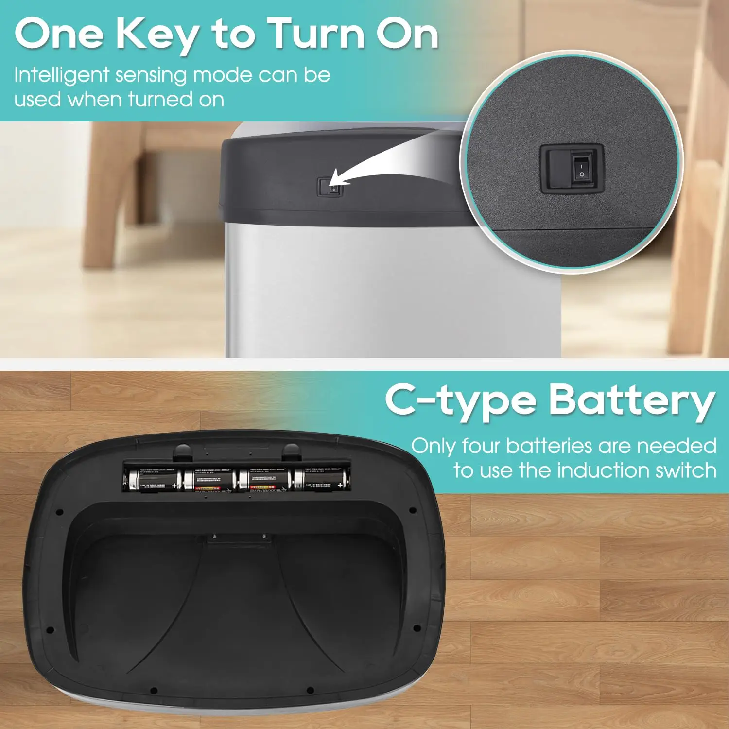Trash Can 22 Gallon Automatic Trash Bin Touch Free 82 Liter Stainless Steel Garbage Can with Motion Sensor Lid for Home Kitchen